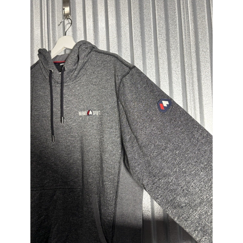 Marwin Sports Mens Hoodie Large L Gray Pullover Sweatshirt Kangaroo Pocket L - Picture 4 of 9